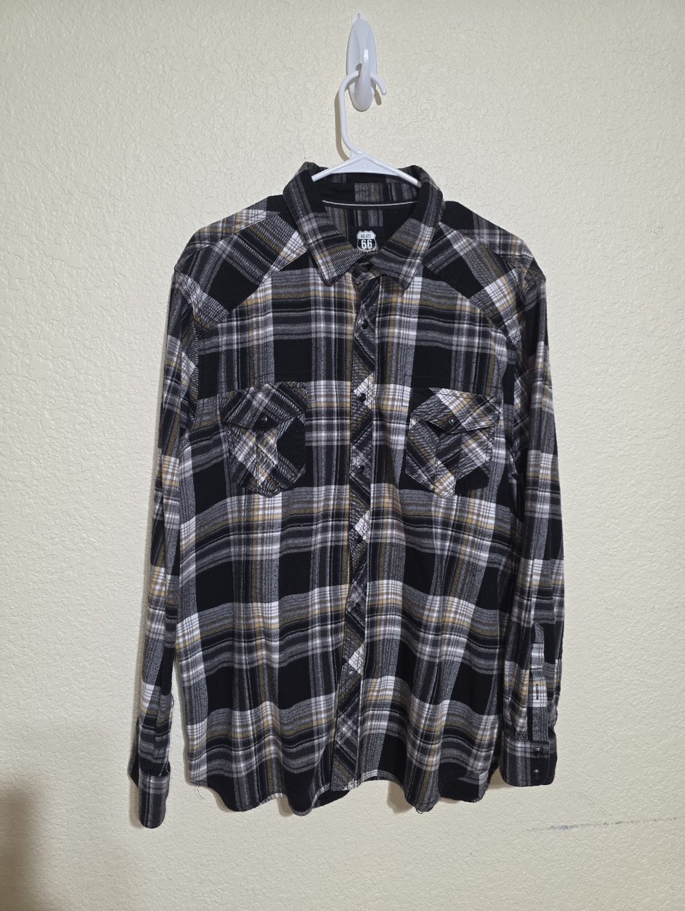 Route 66 Flannel Plaid Long Sleeve Shirt Men's Size XL